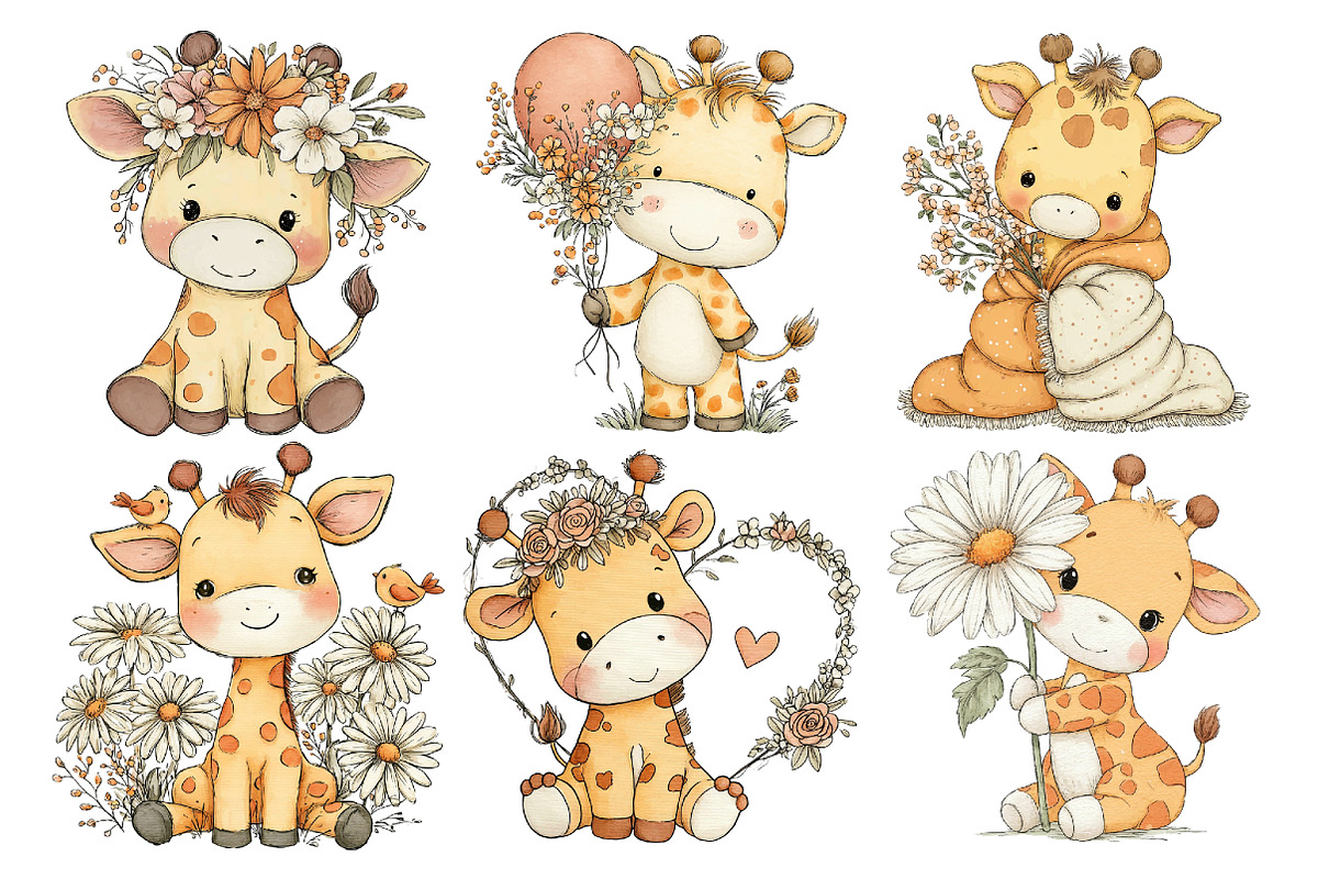 Cute Baby Giraffe Clipart, an Animal Illustration by Creative Art (Photo 3 of 7)