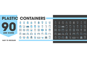 Plastic containers and package icons, a Food Illustration by Vector Tradition