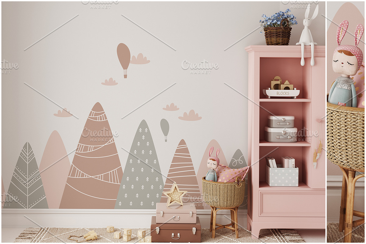 Kids Wall & Frame Mockup Bundle 7, a Print Template by Yuri-U (Photo 15 of 22)