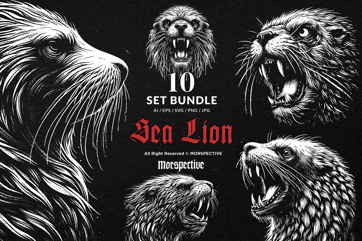 10 Bundle Dark Art Sea Lion Ocean, an Illustration by Morspective (Photo 1 of 7)