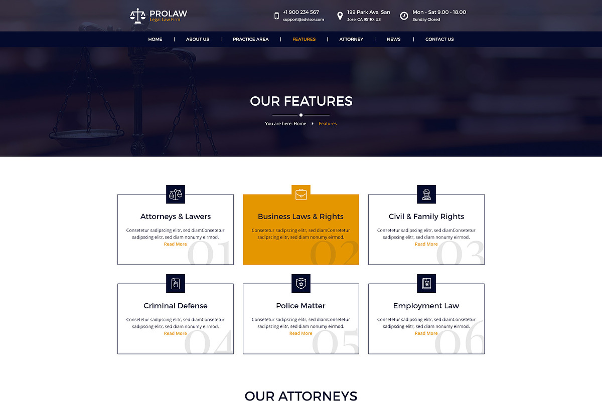 Prolaw legal law firm psd template, a Websites & App Template by mine-tech (Photo 4 of 11)