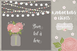 Vector Ranunculus wedding invitation
