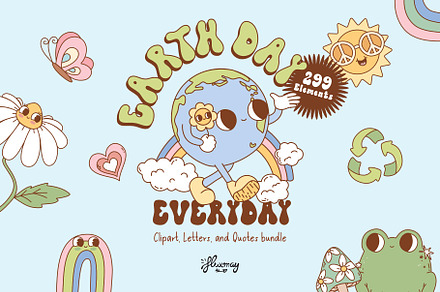 Retro Earth Day - groovy bundle, a Decorative Illustration by Huxmay