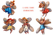 Little Fairies - Watercolor Clip Art, an Object Illustration by Mashamashastu (Thumbnail 2 of 9)