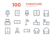 100 Furniture Vector Icons, an Outline Icon by Vectors Market (Thumbnail 1 of 3)