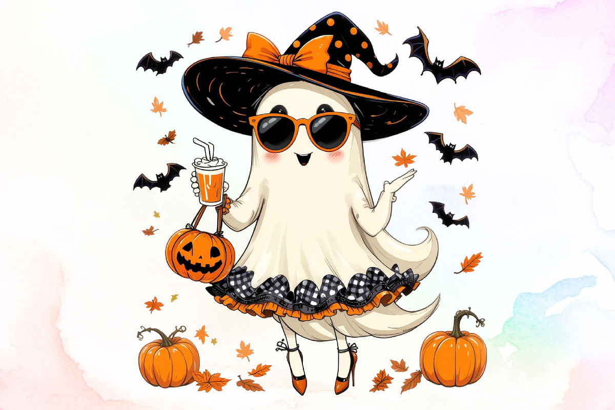 Cute Funny Ghost Pumpkin Halloween P, an Illustration by Sublimation Artist (Photo 1 of 9)