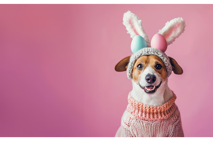 Easter cute dog in hat with bunny, an Animal Photo by Yulia Furman