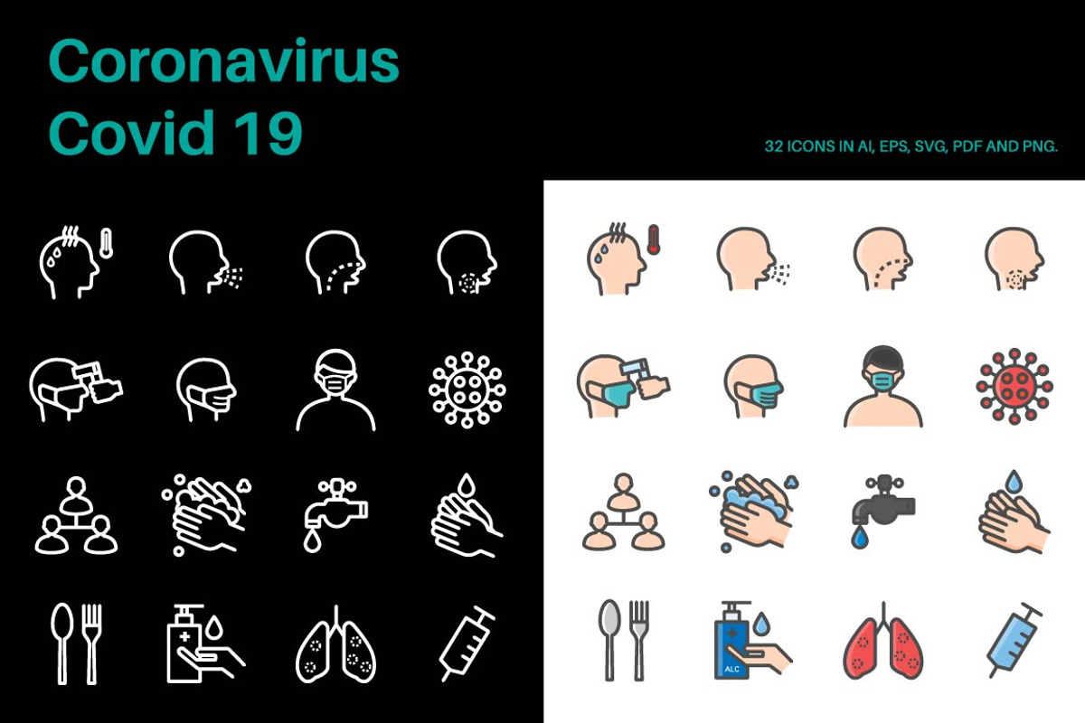 Corona virus Covid-19 Icons Vector, an Outline Icon by Karawan (Photo 2 of 2)