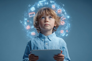 Young Boy Tablet Digital World Imagi, a Photo by Pixeness Studio