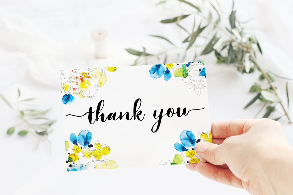 watercolor peony thank you card, a Card Template by TurquoiseDesign (Photo 1 of 4)