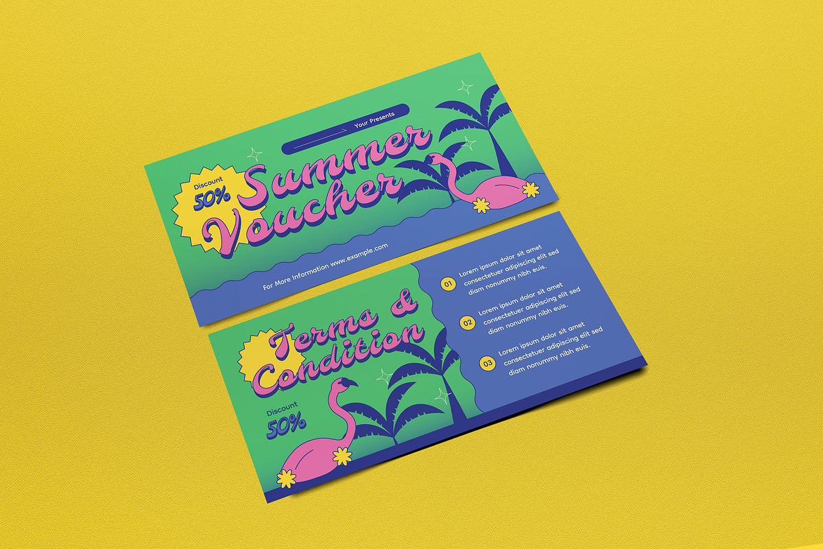 Green Retro Summer Voucher, a Card Template by graphicook (Photo 2 of 3)