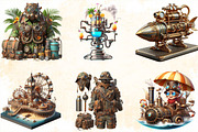 Steampunk Summer Clipart Bundle, an Illustration by SVGArt (Thumbnail 4 of 8)