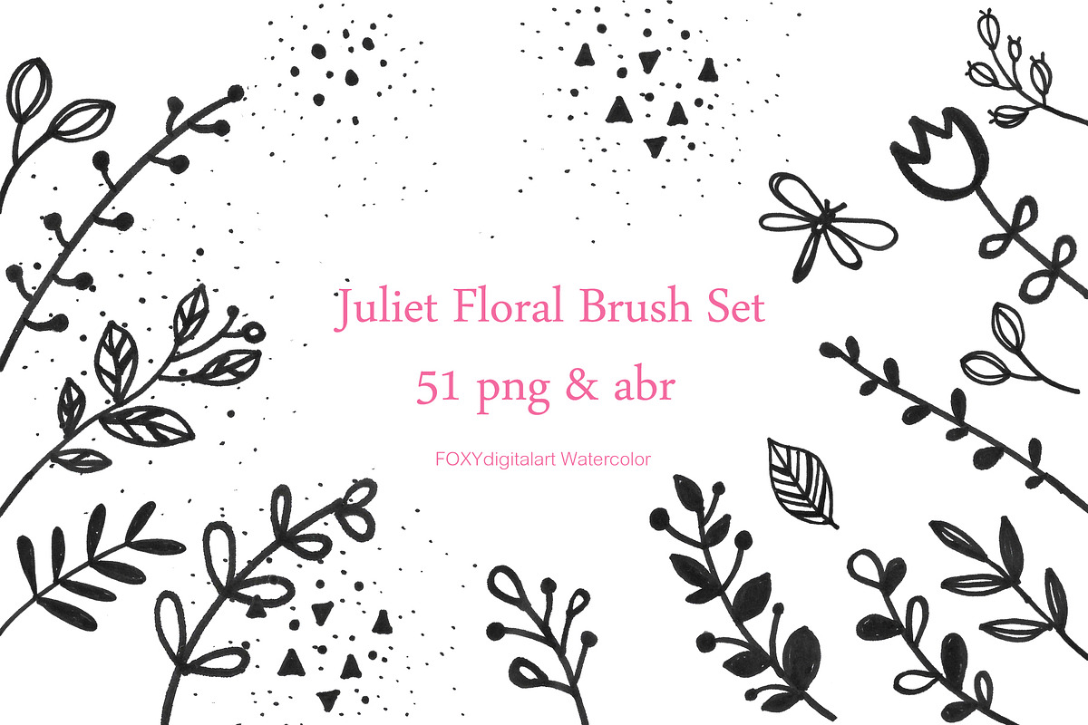 Flower doodles floral digital stamp, an Illustration by FOXYdigitalart (Photo 1 of 4)