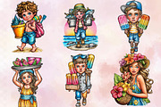 Watercolor Bright Summer Clipart Bun, an Illustration by SVGArt (Thumbnail 2 of 9)