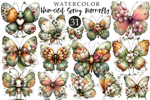 Whimsical Spring Butterfly Clipart, an Illustration by OK Design