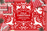 Folk Christmas Seamless Patterns, a Pattern Graphic by Sonulkaster (Thumbnail 1 of 11)