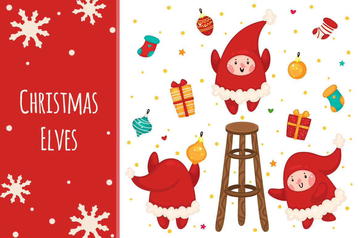 Christmas Elves, set 02 | Illustrations ~ Creative Market