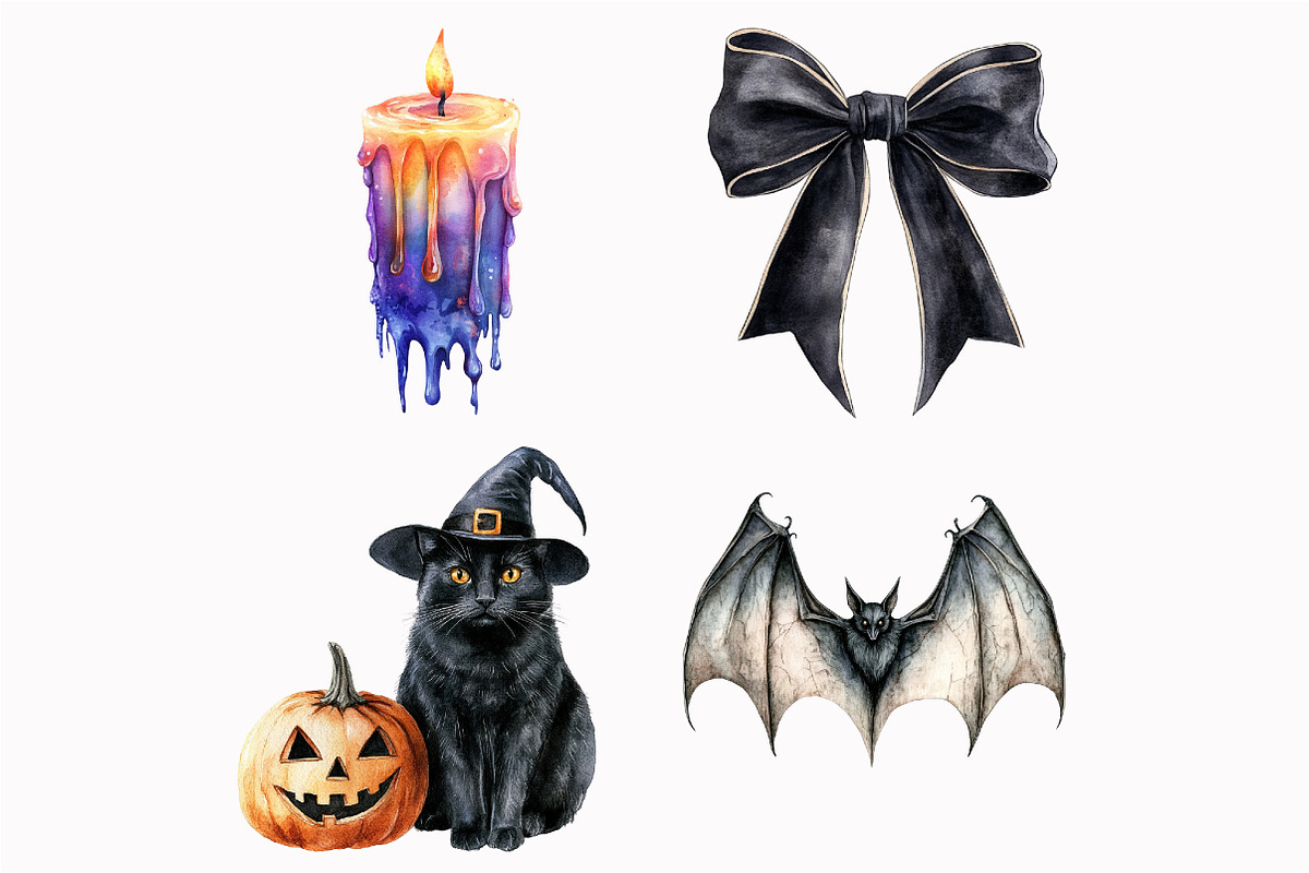 Vintage Creepy Halloween Clipart, an Illustration by Design Market (Photo 4 of 4)