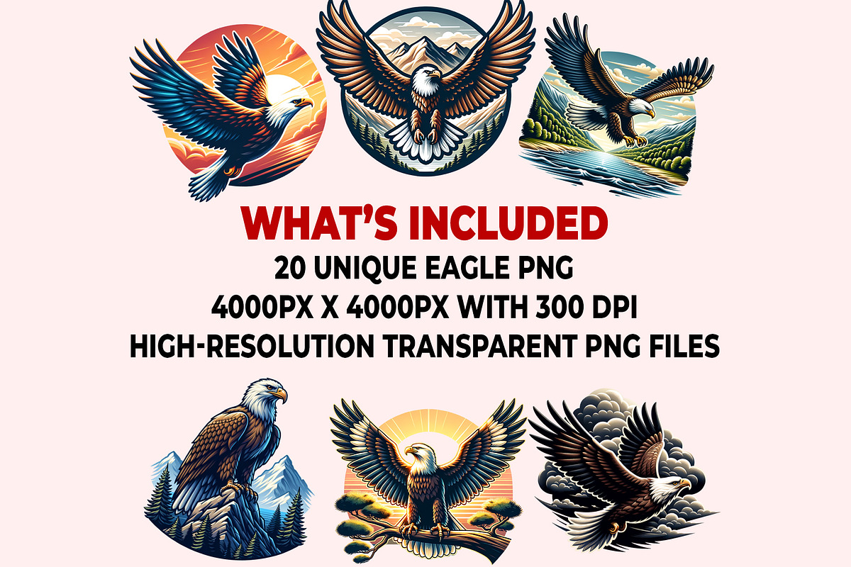 Eagle Clipart PNG Bundle, an Illustration by M9 Design (Photo 7 of 7)