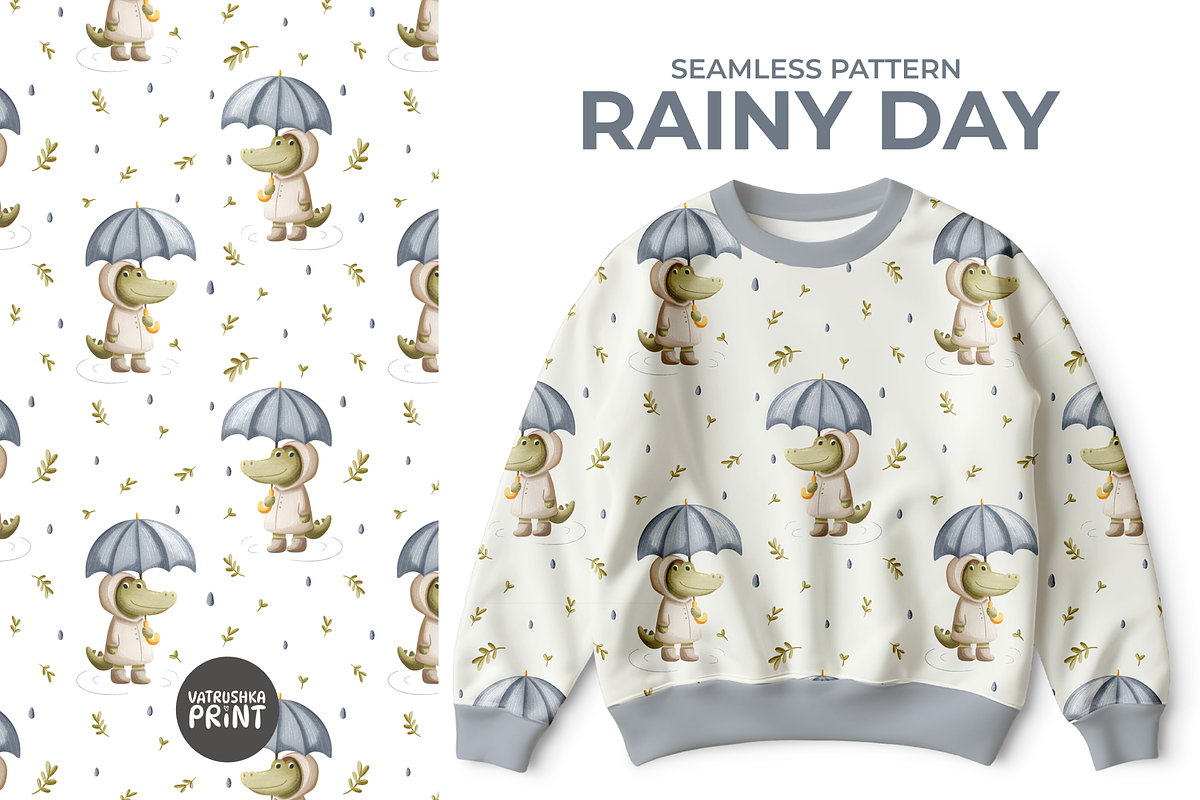 Kids seamless pattern with animal, a Pattern Graphic by vatrushkaprint_store (Photo 1 of 3)