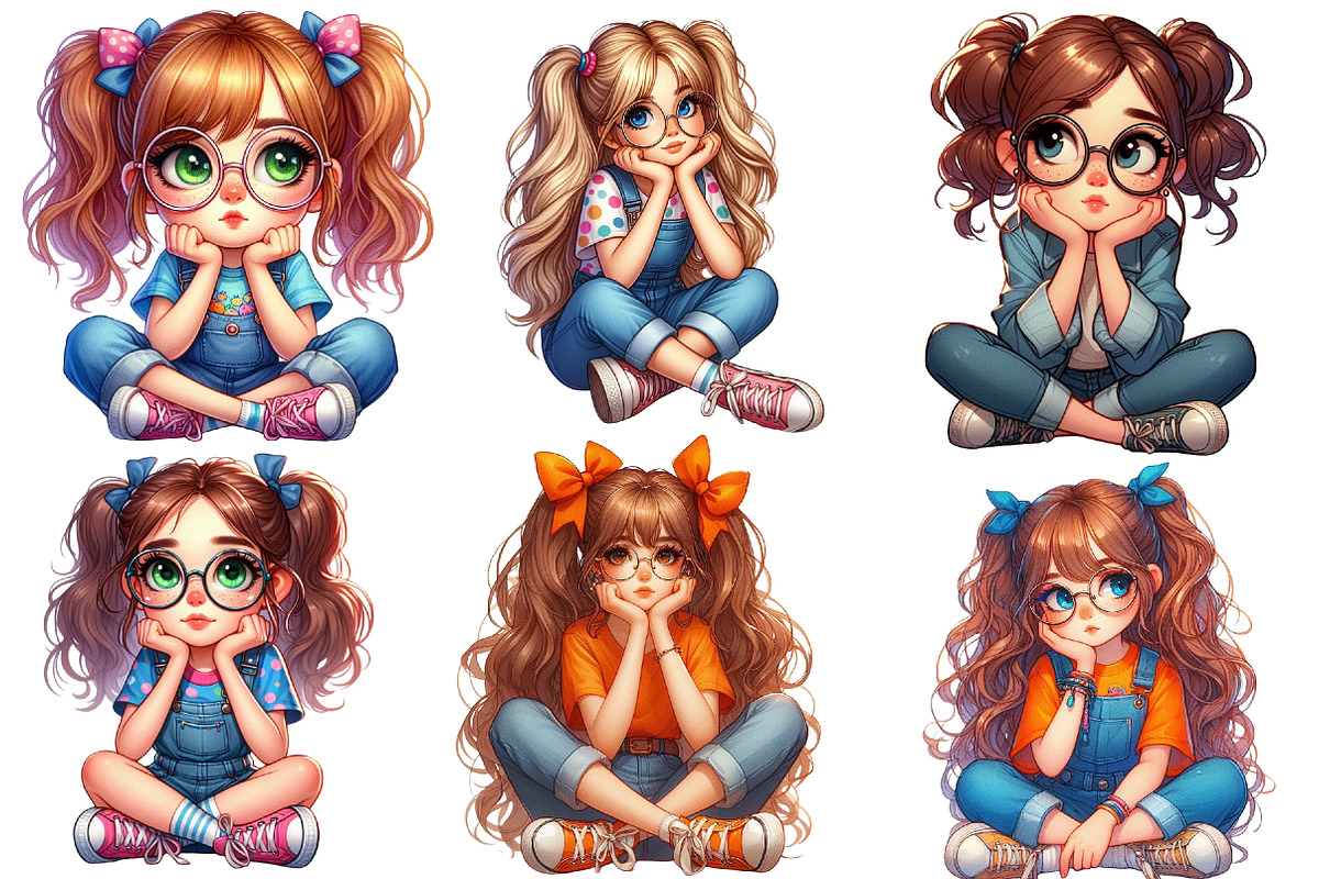 Quirky Cute Little Girl Clipart, an Illustration by Designworld (Photo 2 of 6)