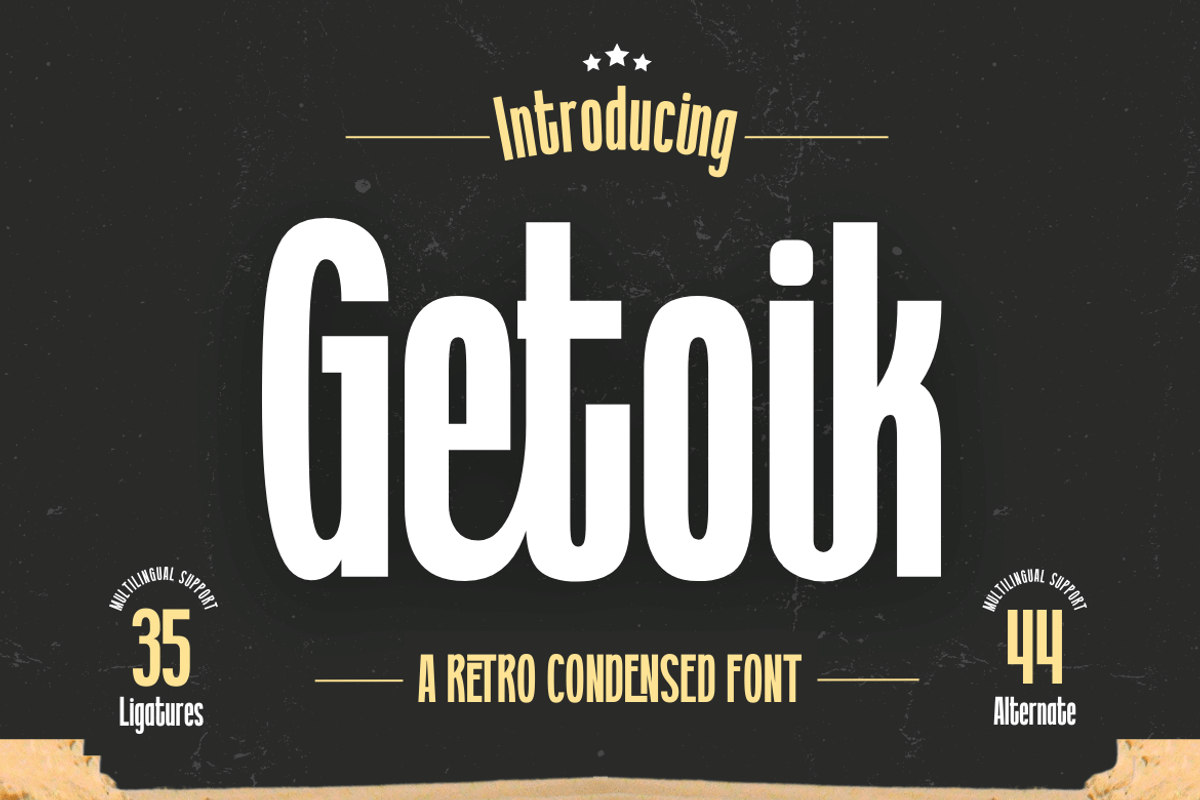 Getoik | Retro Condensed Font, a Sans Serif Font by twinstd (Photo 1 of 13)