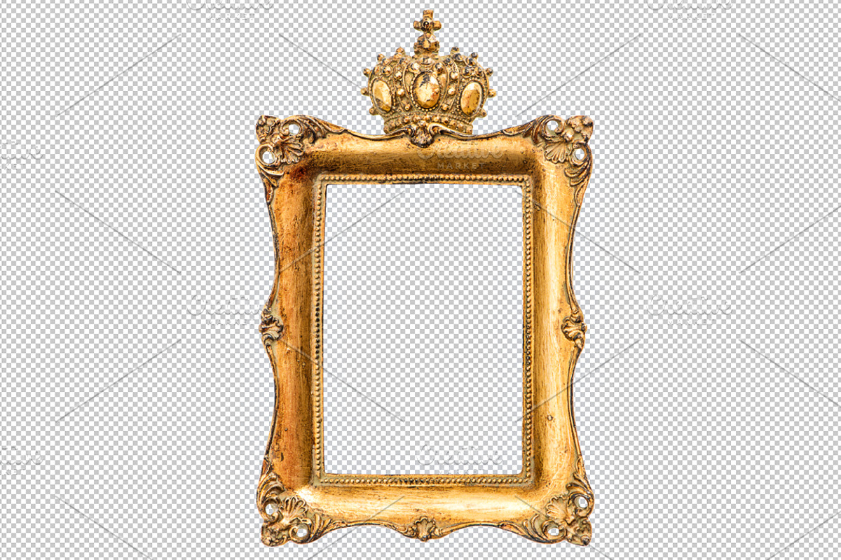 Baroque Golden Picture Frame PNG