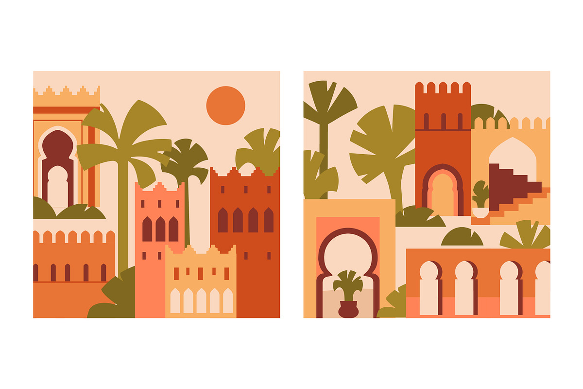 Morocco architecture set, background, a Decorative Illustration by Good Studio (Photo 6 of 19)