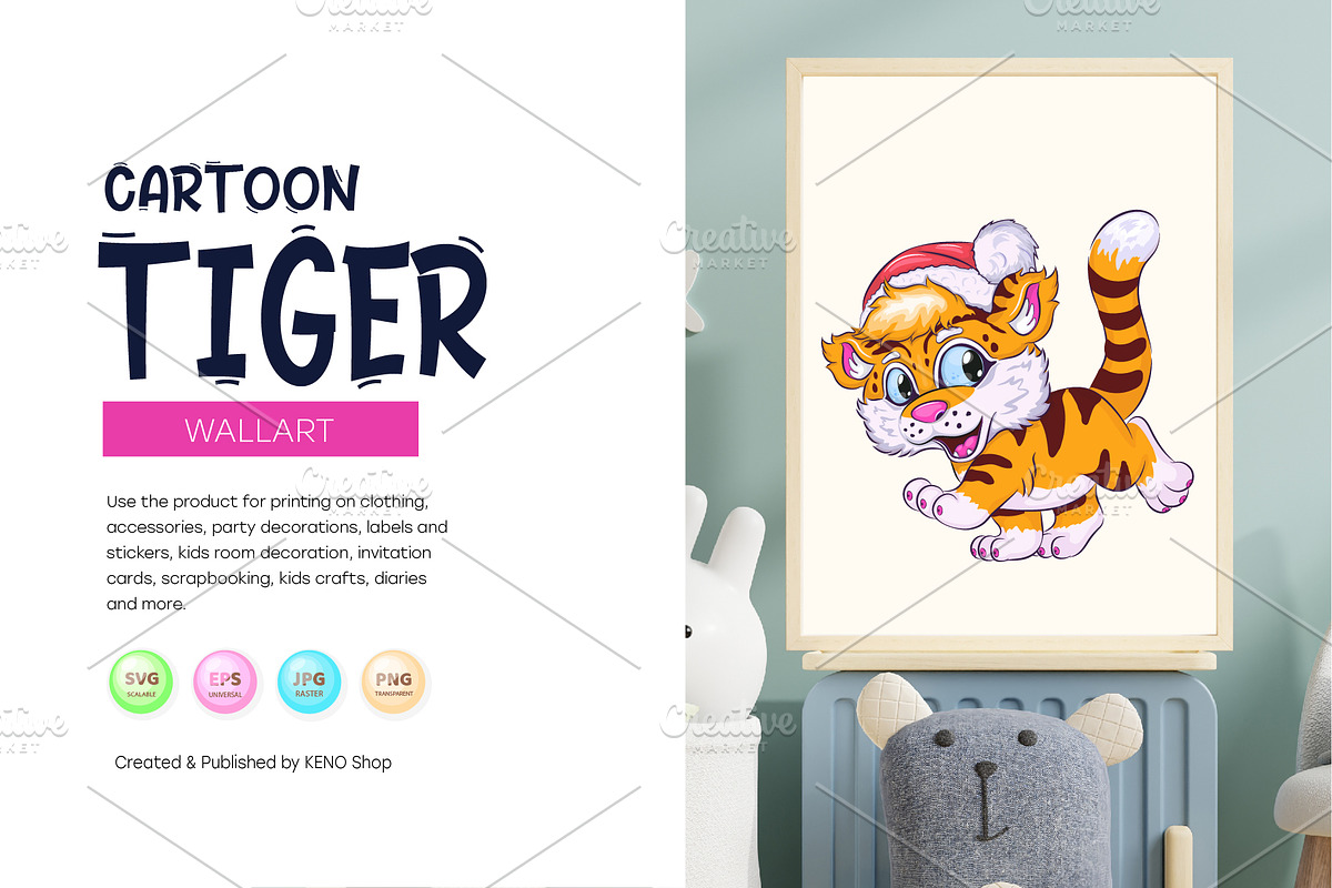 Cute Cartoon Tiger., an Animal Illustration by KENO Mascots (Photo 5 of 9)