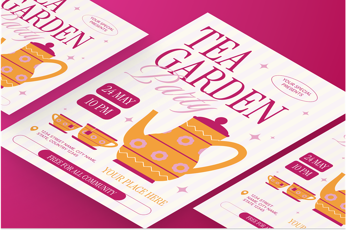 Tea Party Flyer Set, a Flyer Template by Annora Studio (Photo 5 of 6)