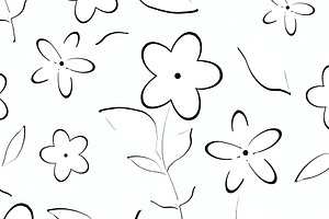 Minimal Black and White Daisy Floral, a Pattern Graphic by Sharon Schwalbe