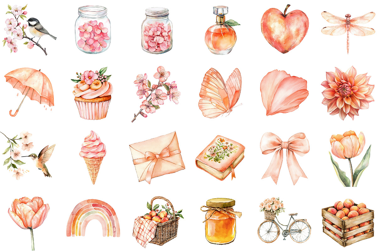 Peachy Spring Clipart, an Illustration by Sublimation Artist (Photo 2 of 6)