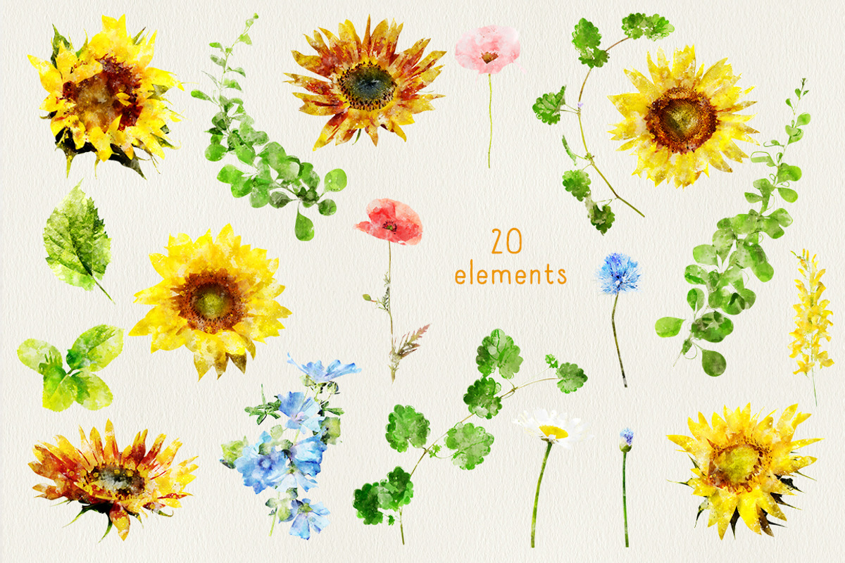Watercolor Sunflowers, a Graphic by TheSeventhDesire (Photo 4 of 8)