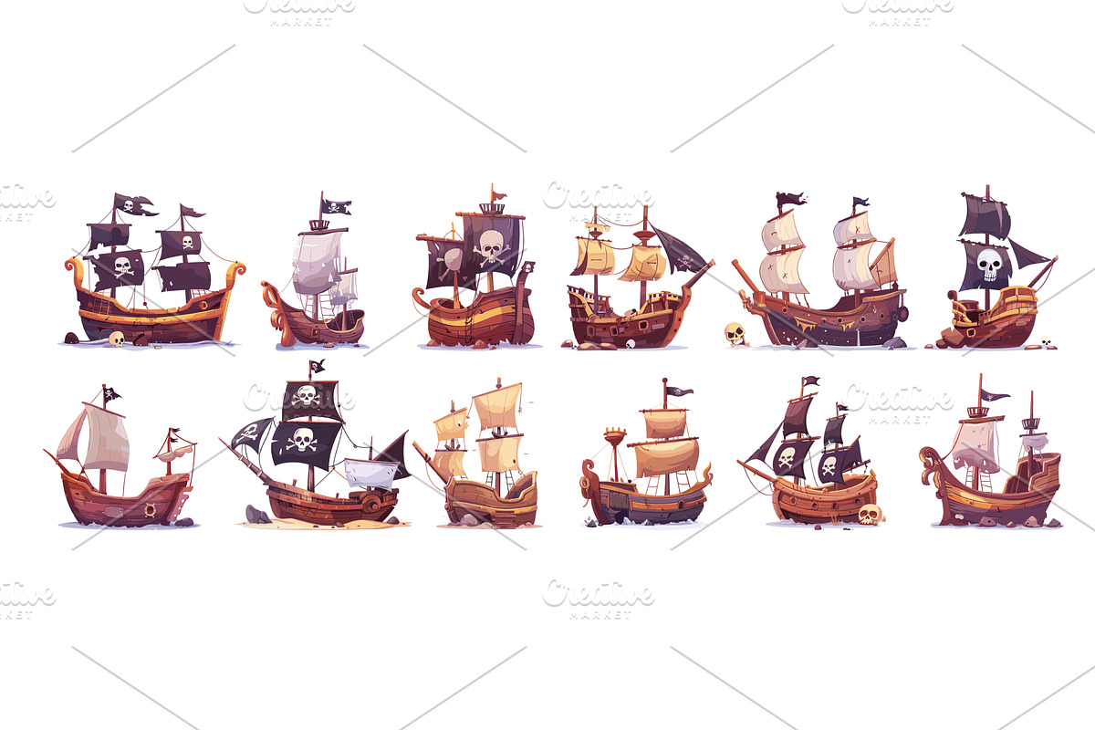 Shipwrecked vessels cartoon vector, an Object Illustration by Stock-Smart-Start