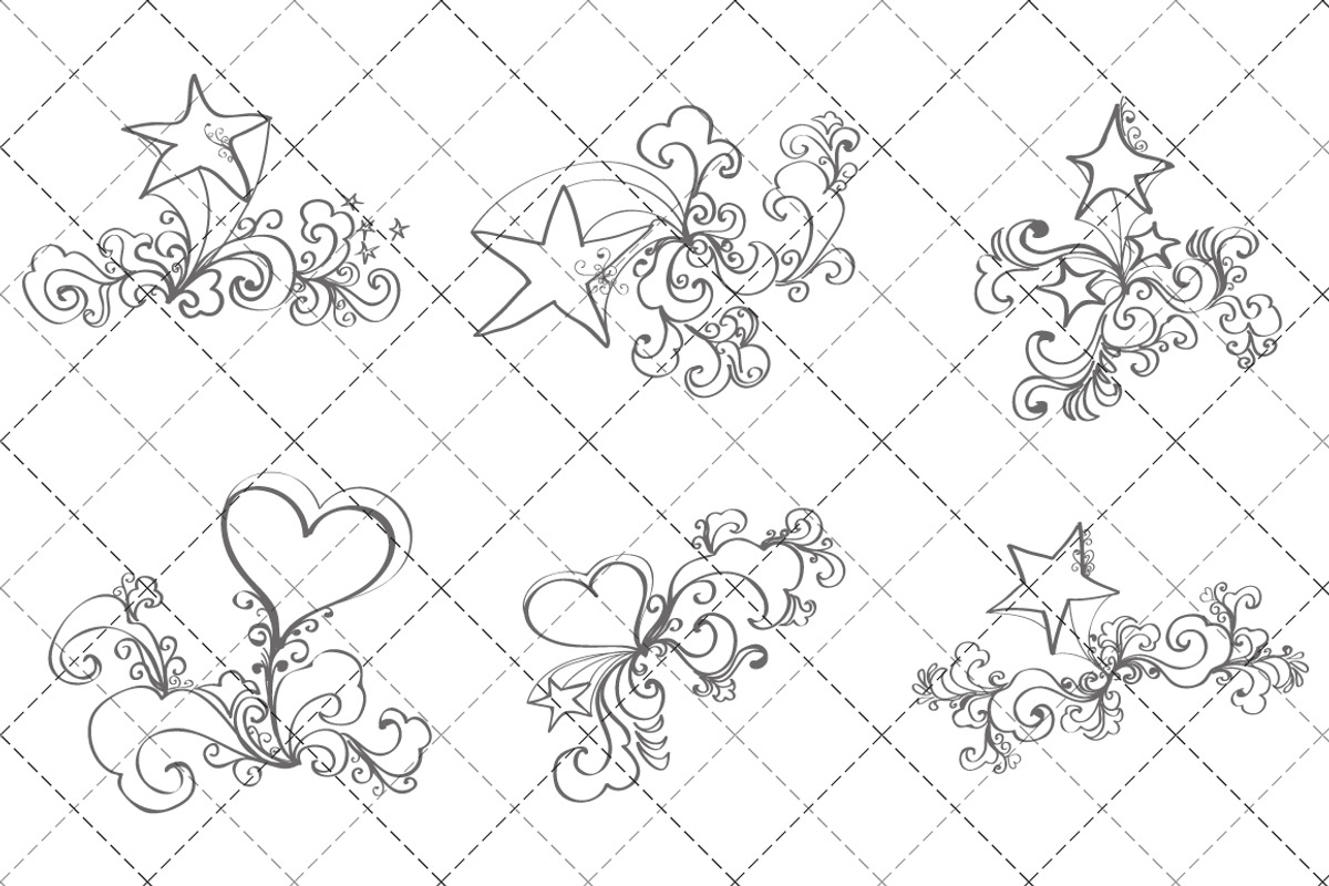 Star and Hearts Hand Drawn Ornaments preview 2