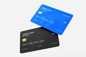 Realistic Floating Credit Card Mock, a Product Mockup by graphypix