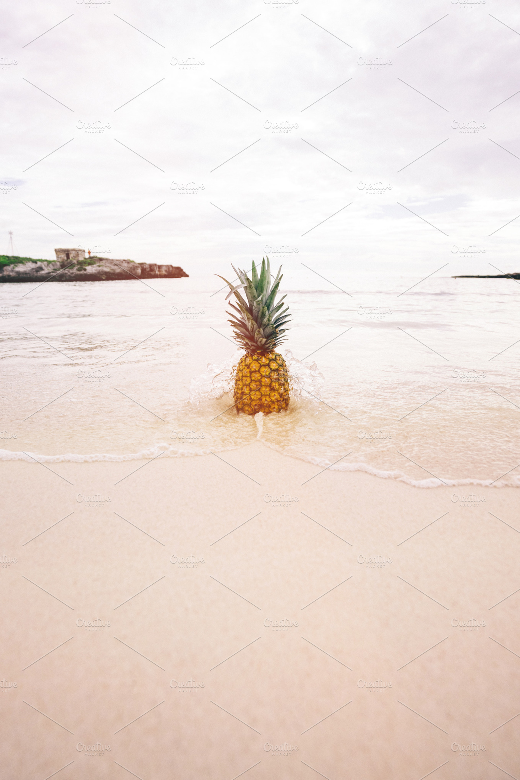 Pineapple at Beach in Mexico 4, a Photo by Pineapple Shop