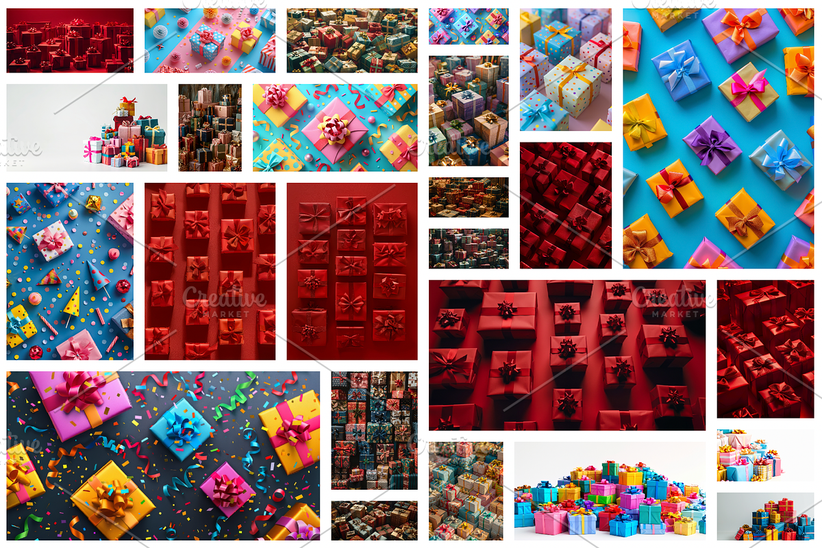 86 Gift boxes with ribbons and bows, a Holiday Photo by Handmadefont (Photo 3 of 90)