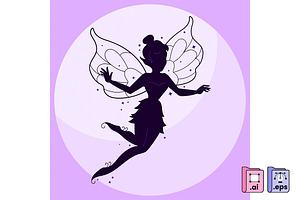 Magical Flat Fairy Silhouette, a Person Illustration by MISS CHATZ