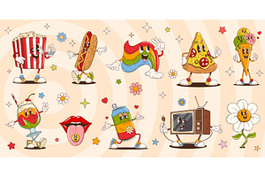 Cartoon groovy characters, a Decorative Illustration by Vector Tradition