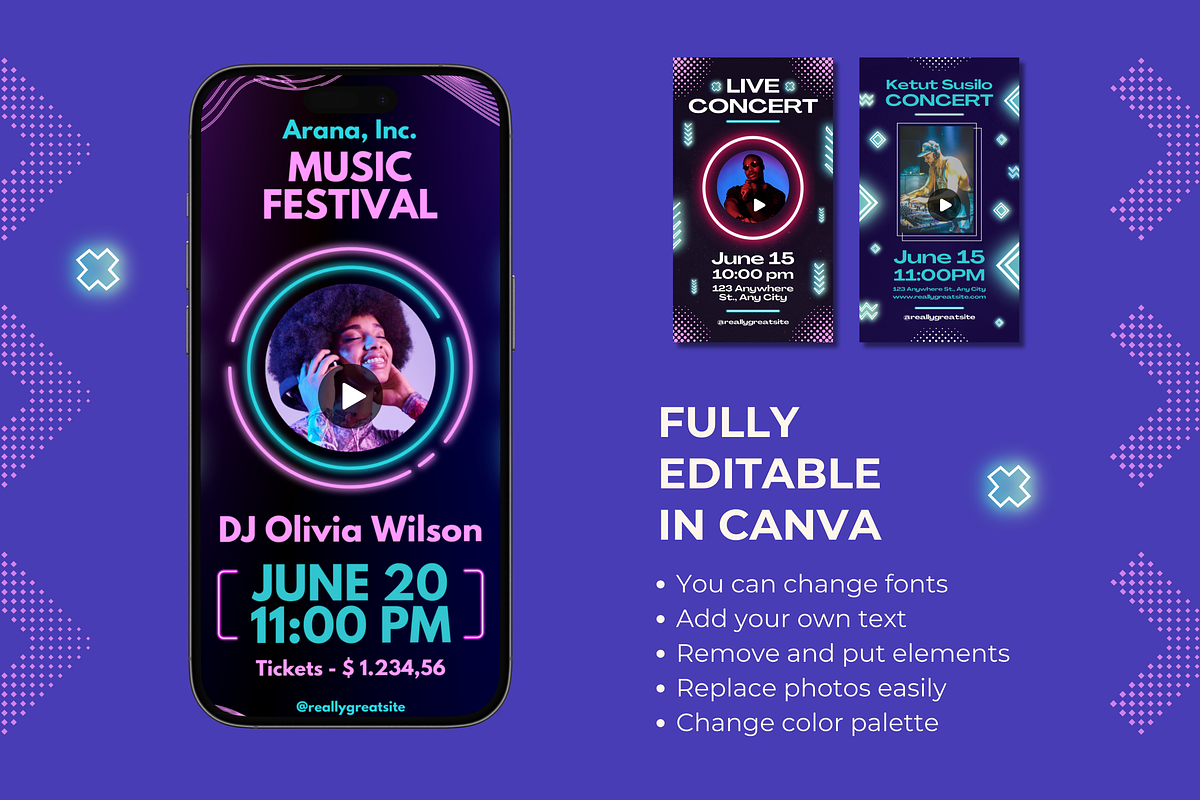 Neon Music Festival Instagram Story, a Templates & Theme by TemplateCastleStore (Photo 9 of 9)