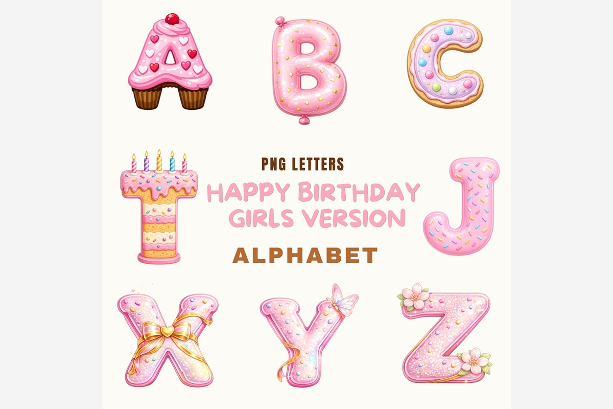 Happy Birthday Alphabet PNG, an Object Illustration by Tanya Kart (Photo 6 of 6)