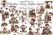 Christmas Funny Skeleton Clipart, an Illustration by designcity5 (Thumbnail 1 of 5)
