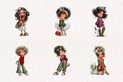 Cute Fashion Girl Clipart Bundle, a Seasonal Illustration by CreationArt (Thumbnail 2 of 7)