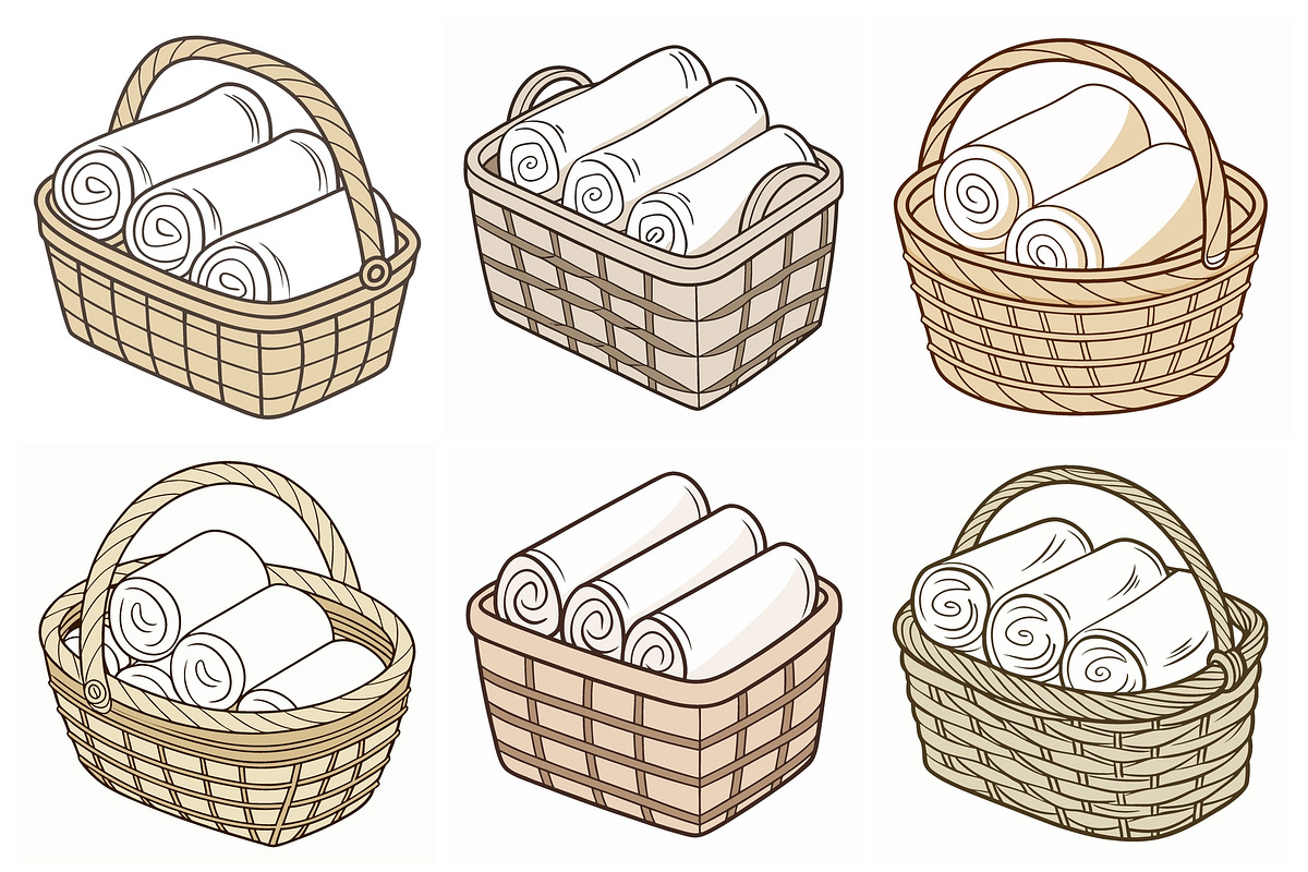 Wicker Baskets Filled, an Object Graphic by Billah Hub