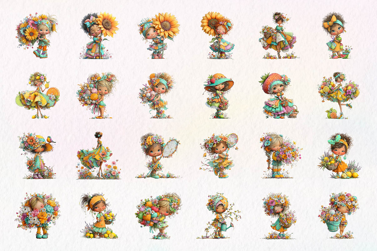 Whimsical Summer Girl Clipart, a Seasonal Illustration by fashionaddict (Photo 4 of 7)