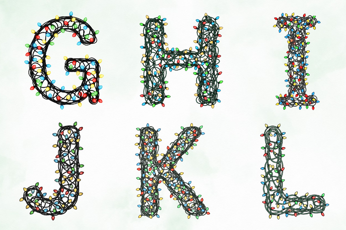 Christmas Lights Alphabet Clipart, an Illustration by Creative Art (Photo 2 of 10)