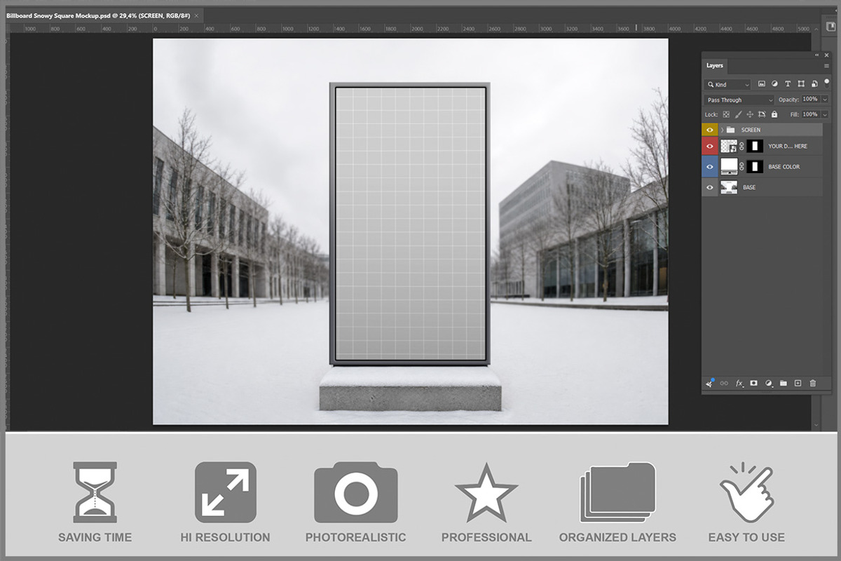 Billboard Snowy Square Mockup PSD, an Advertising Mockup by Bruno's Shop (Photo 2 of 3)