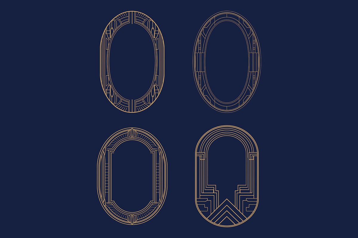 Art Deco 9 Vertical Oval Frames, a Decorative Illustration by Stanislav Kharchevskyi (Photo 3 of 3)