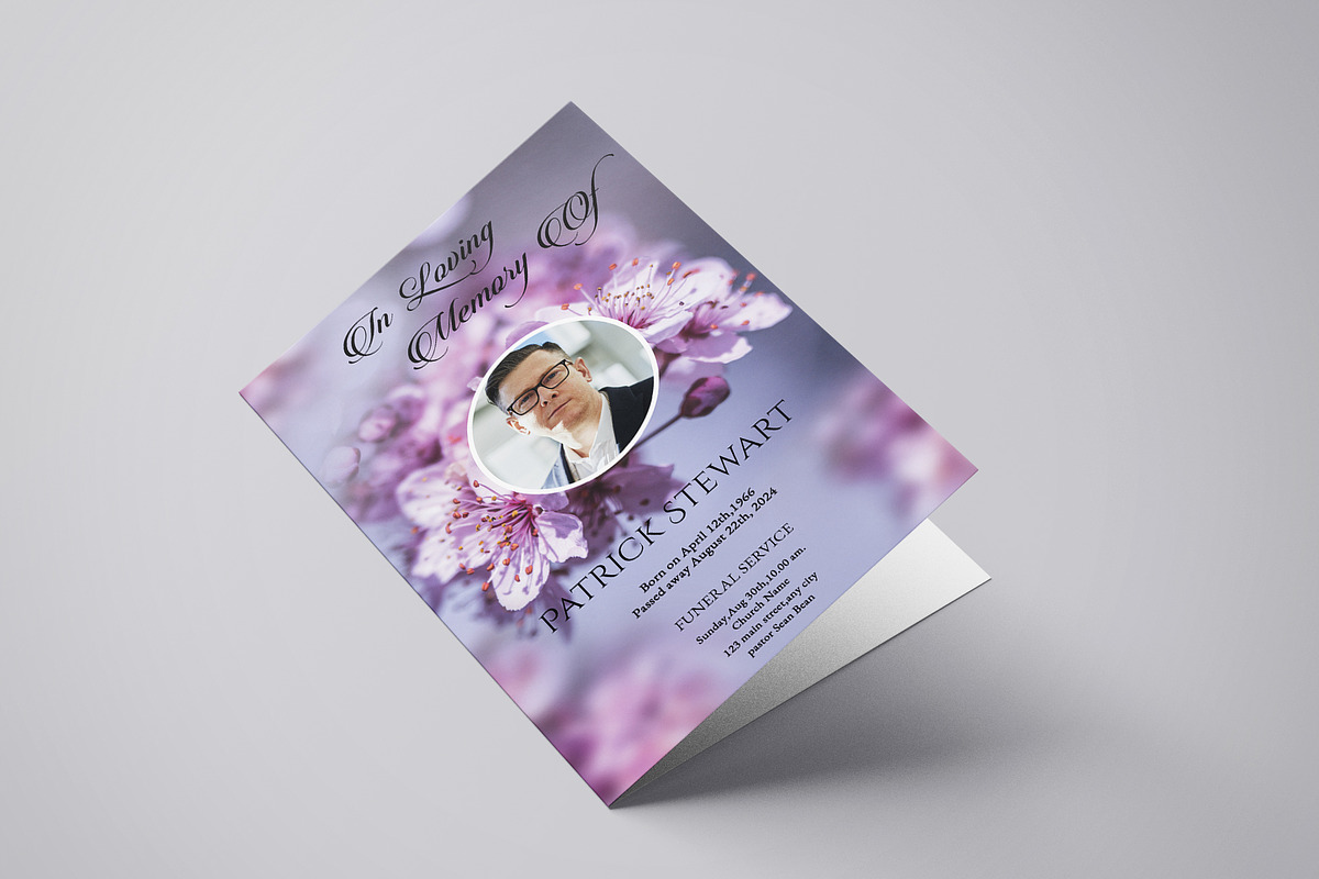 Floral Funeral Program Template, a Brochure Template by Template Shop (Photo 3 of 5)